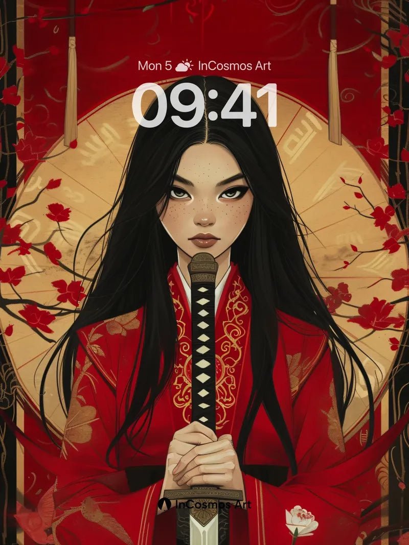 Crimson Reverie Wallpaper with Cherry Blossom Veil wallpaper for iPhone, iPad & Mac