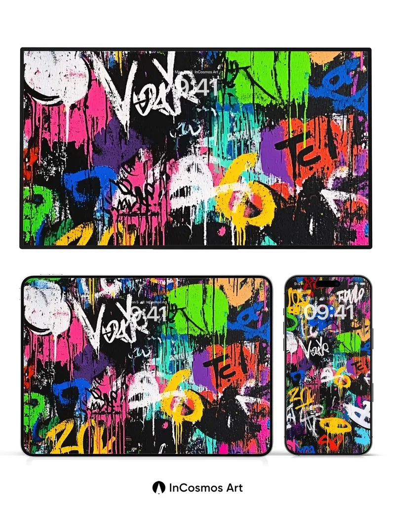 Chaotic Burst Wallpaper with Dripping Neon