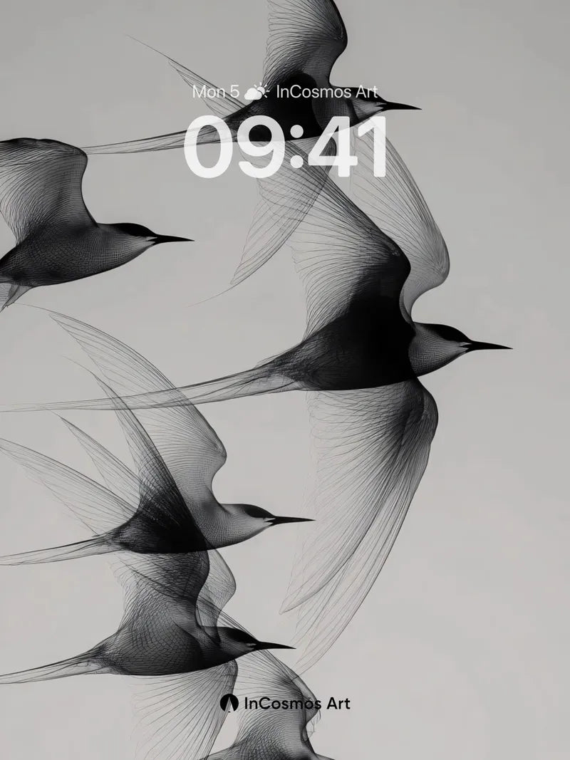 Silent Flight Wallpaper with Ethereal Feathers