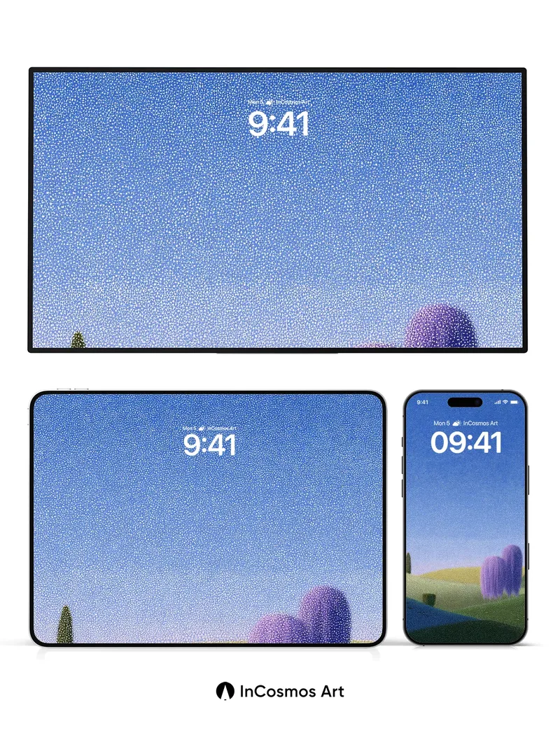 Serenity Field Wallpaper with Dotted Hues