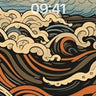 Storm-Tossed Wave Wallpaper in Hokusai Style wallpaper for iPhone, iPad & Mac