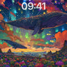 Celestial Whale Wallpaper with Starlit Bloom wallpaper for iPhone, iPad & Mac