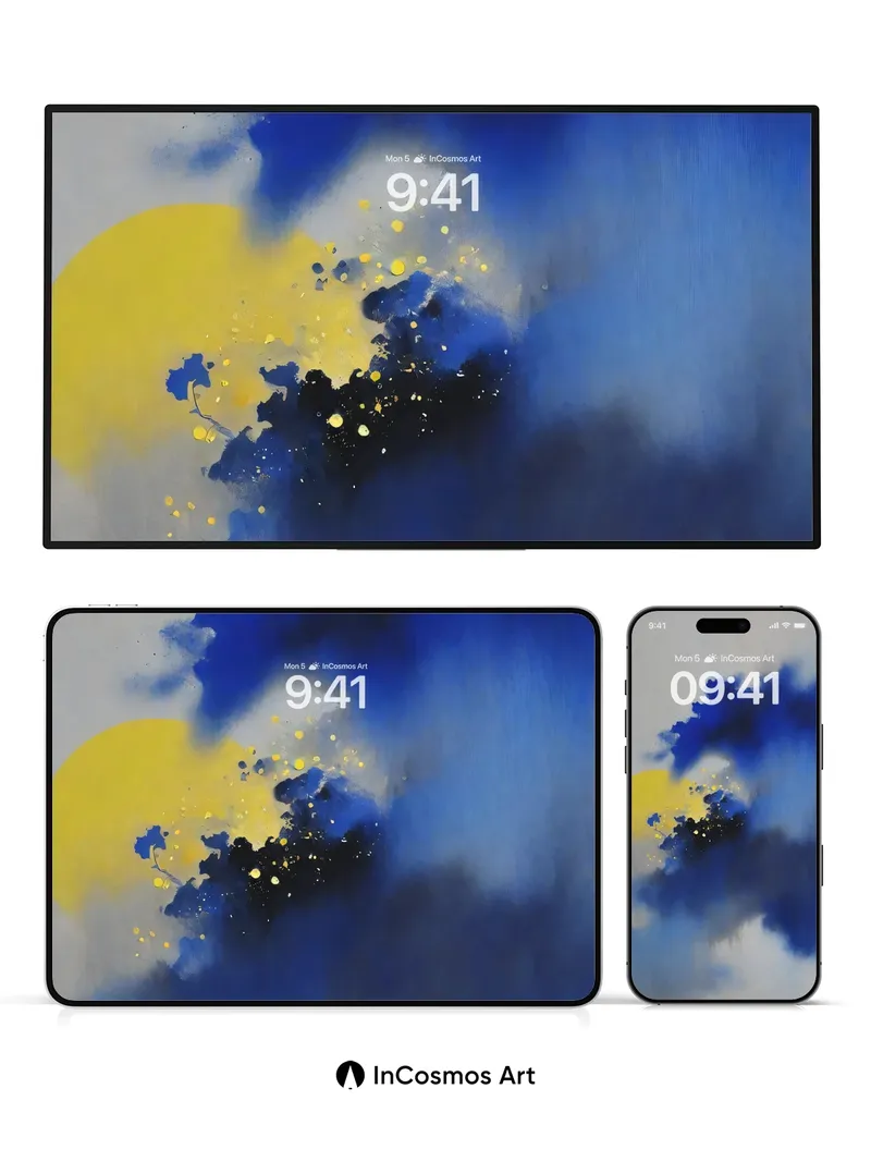 Celestial Ink Wallpaper with Golden Sparks