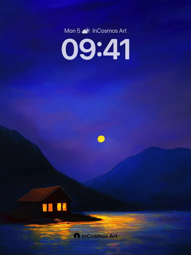 Luminous Stillness Wallpaper with Moonlit Reflection