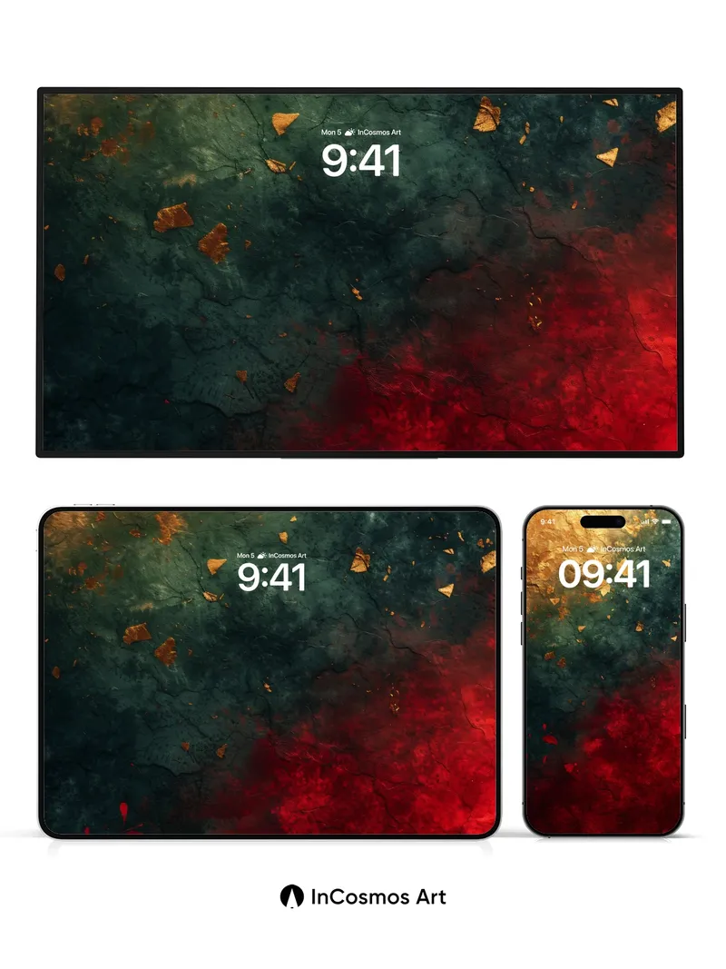 Crimson Cradle Wallpaper with Golden Leaves