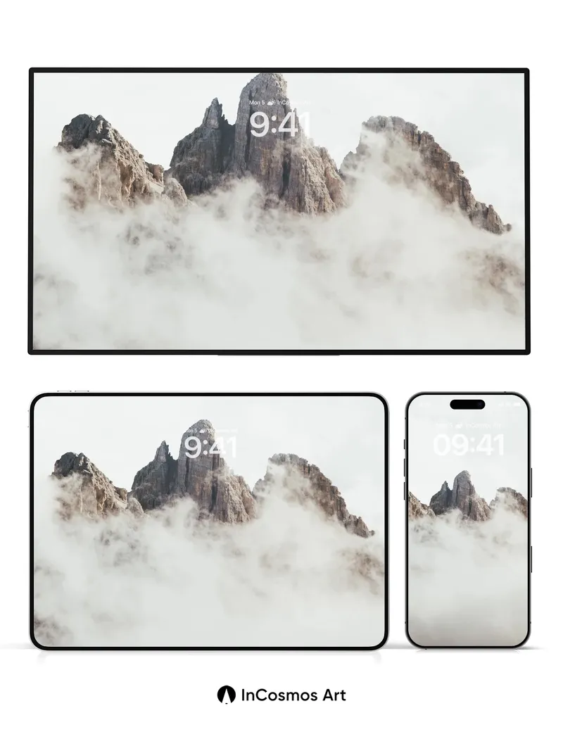 Silent Peaks Wallpaper with Cloud Veil