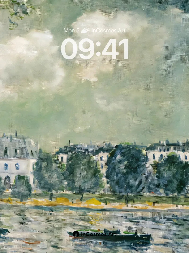 Serene Riverlight Wallpaper with Monet Touch