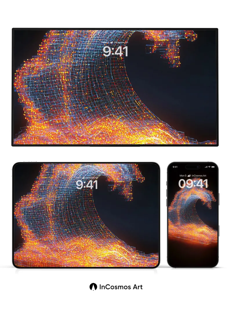 Neon Surge Wallpaper with Digital Foam