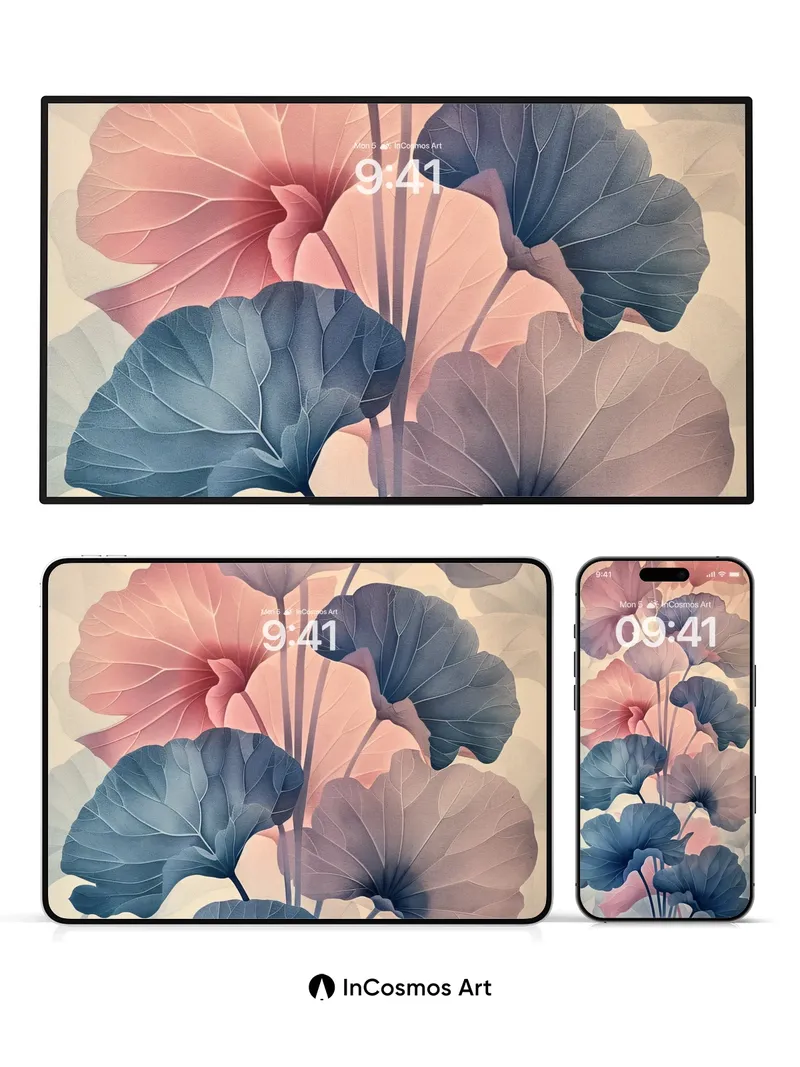 Serene Leaf Veil Wallpaper with Ethereal Hues