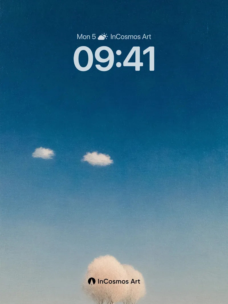 Serene Sky Blossom Wallpaper in Soft Haze wallpaper for iPhone, iPad & Mac