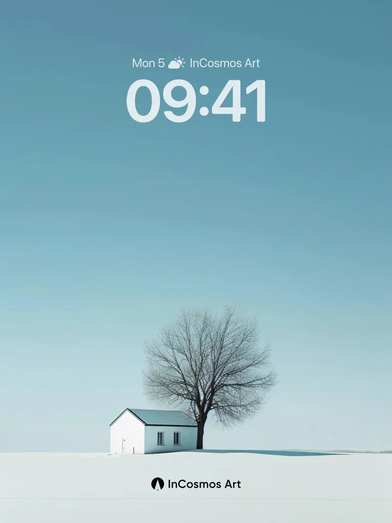 Serenity Snowscape Wallpaper with Solitary Tree