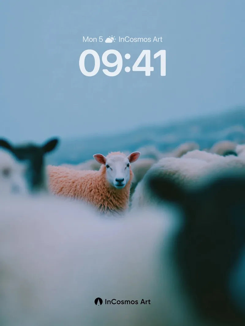 Serene Wool Field Wallpaper with Focused Gaze wallpaper for iPhone, iPad & Mac