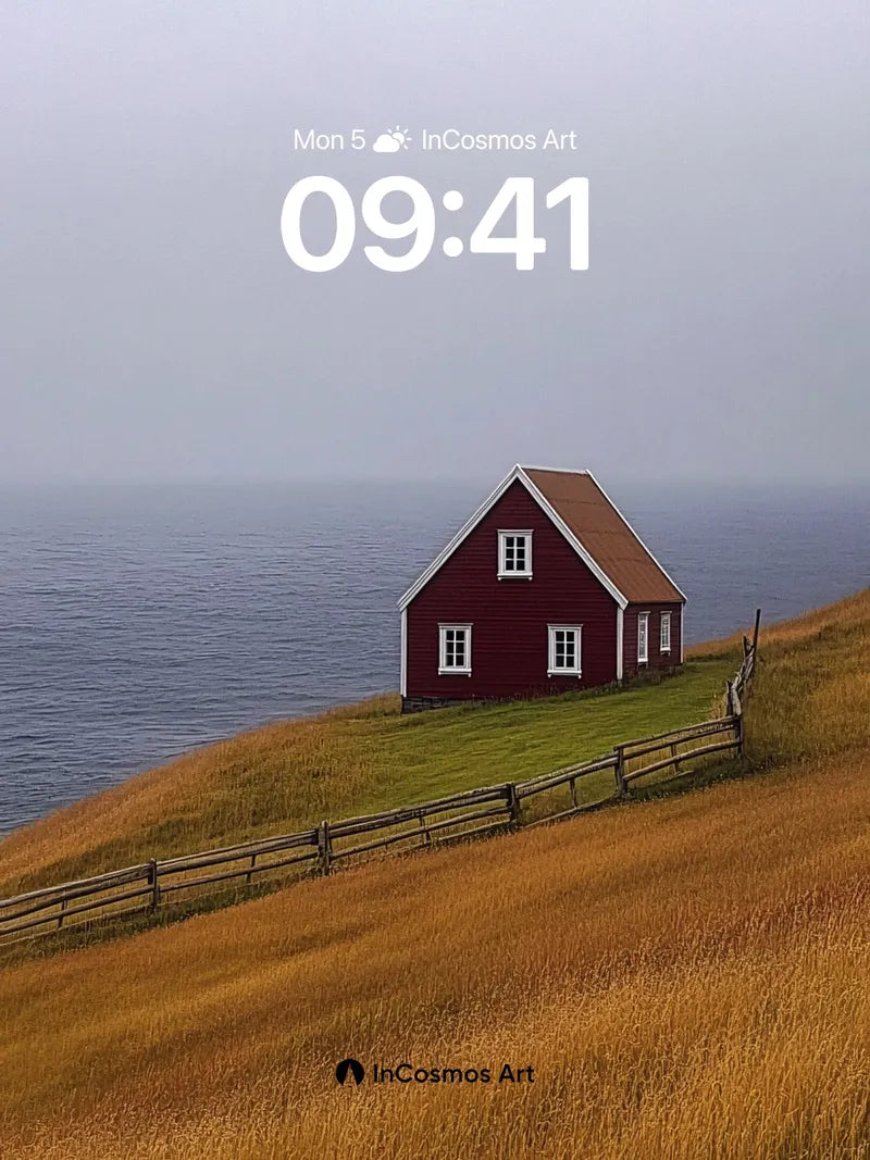 Serenity Red Cottage Wallpaper with Ocean Hush