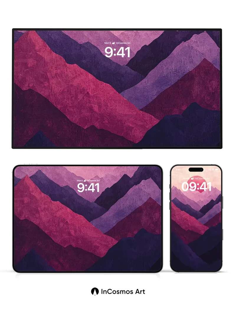 Velvet Mountain Wallpaper with Crimson Sun