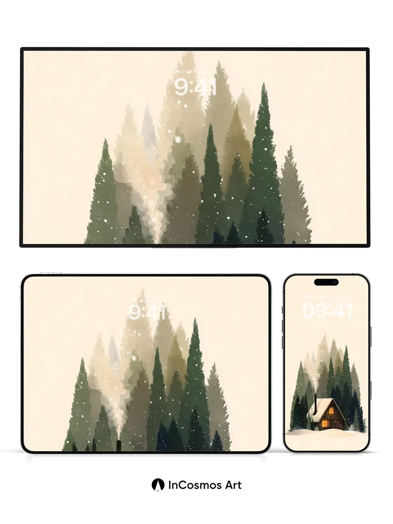 Snowfall Hush Wallpaper with Warm Light