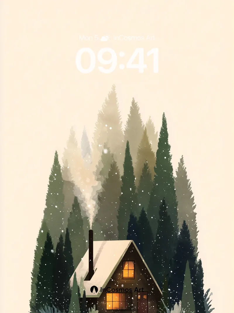 Snowfall Hush Wallpaper with Warm Light