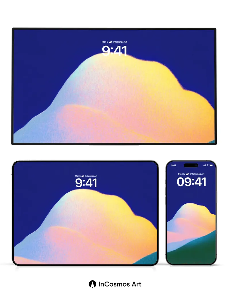 Serene Gradient Mountain Wallpaper with Ethereal Light