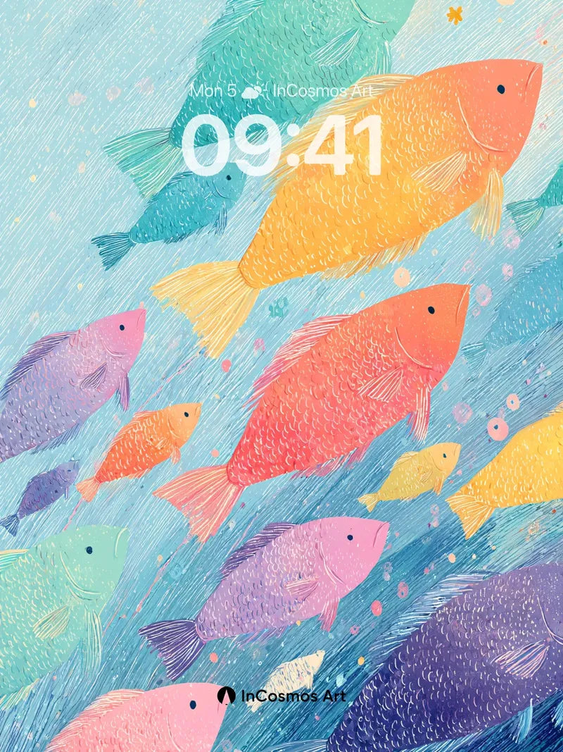 Serenity Swim Wallpaper with Rainbow Fish wallpaper for iPhone, iPad & Mac