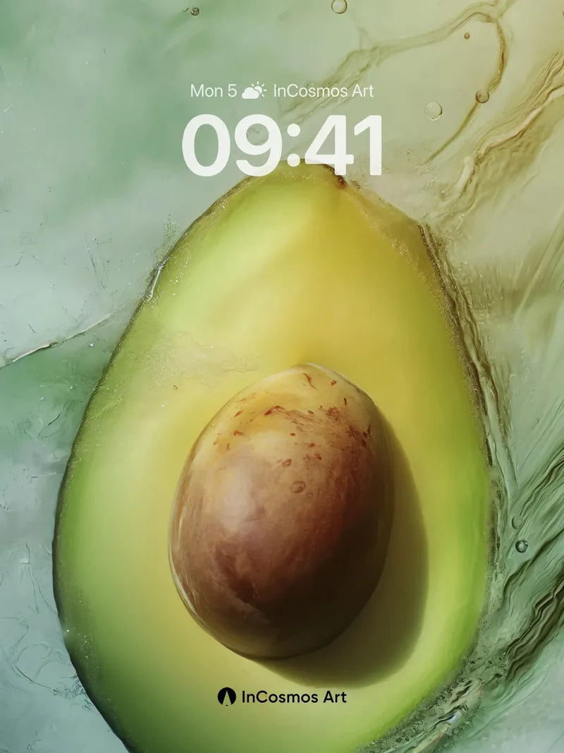 Luminous Avocado Wallpaper with Liquid Light