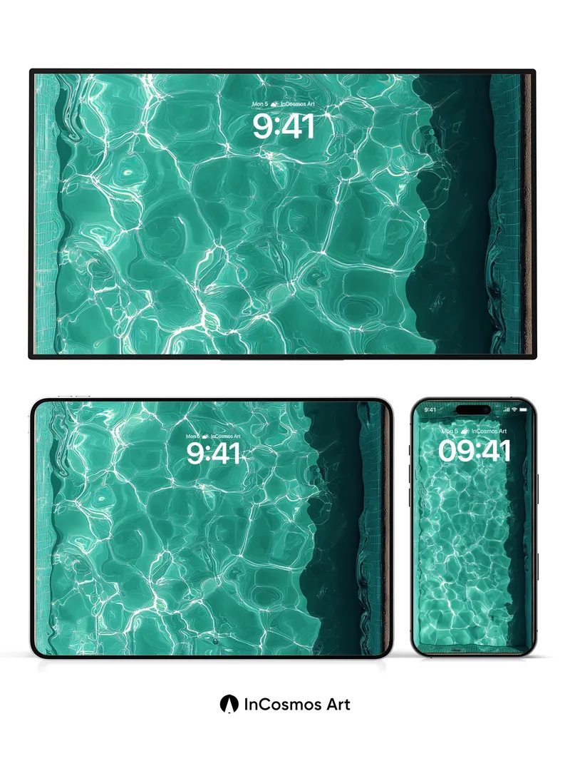 Aquatic Lattice Wallpaper with Sunlit Veins