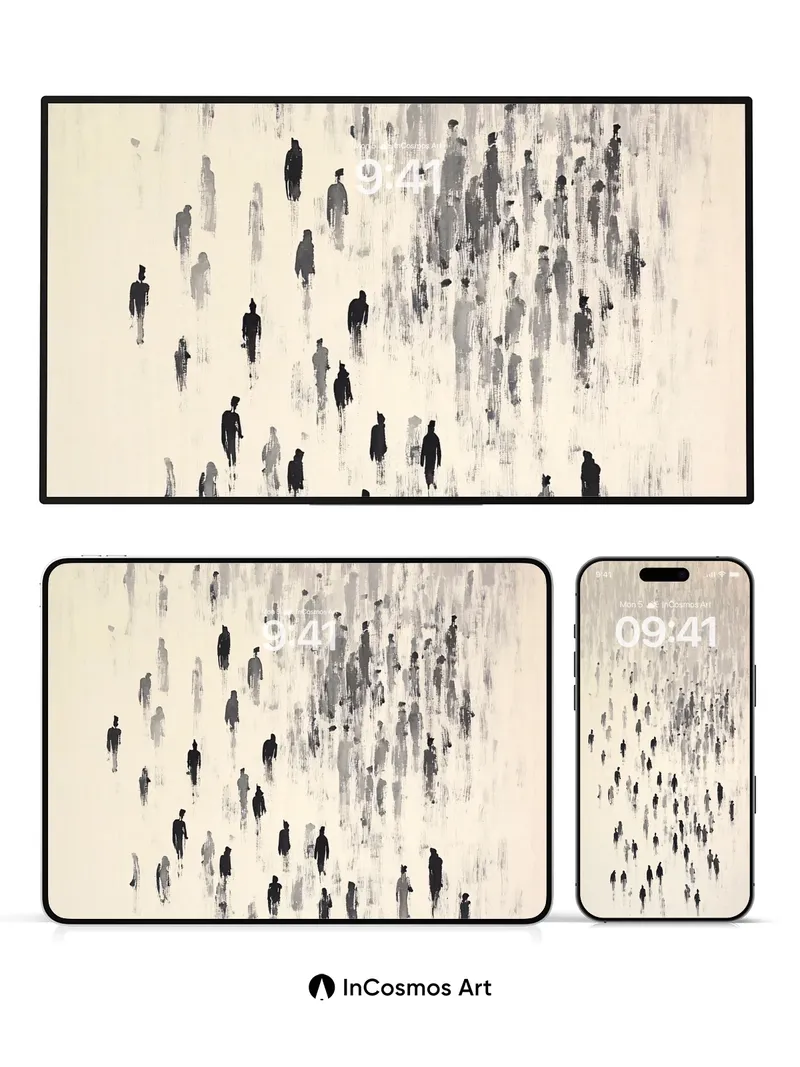 Silent March Wallpaper with Fading Figures