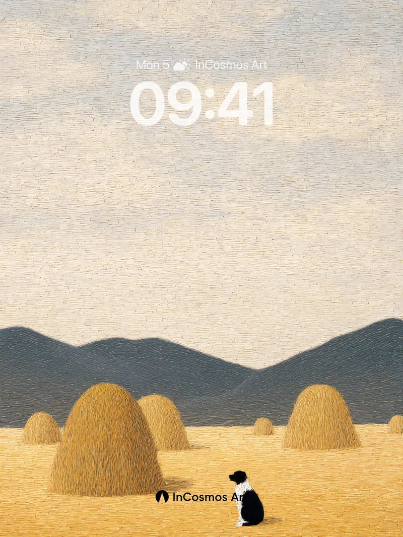 Serenity in Straw Wallpaper with Solitary Cat