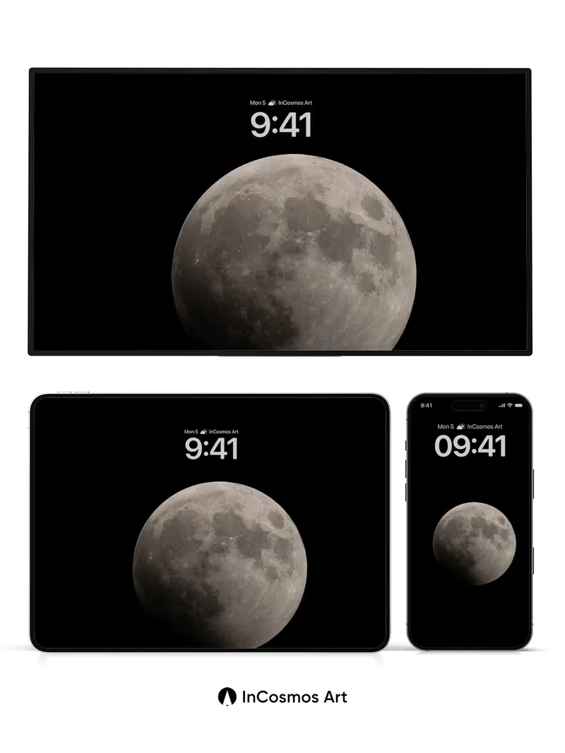 Silent Eclipse Wallpaper with Lunar Shadows