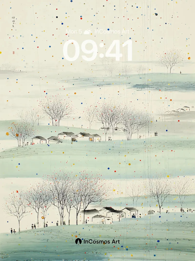 Serene Dotfall Wallpaper in Misty Green wallpaper for iPhone, iPad & Mac