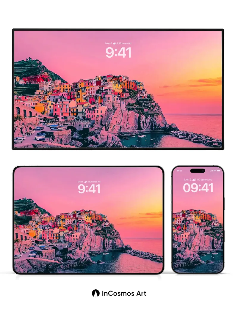 Crimson Horizon Wallpaper with Cliffside Hues