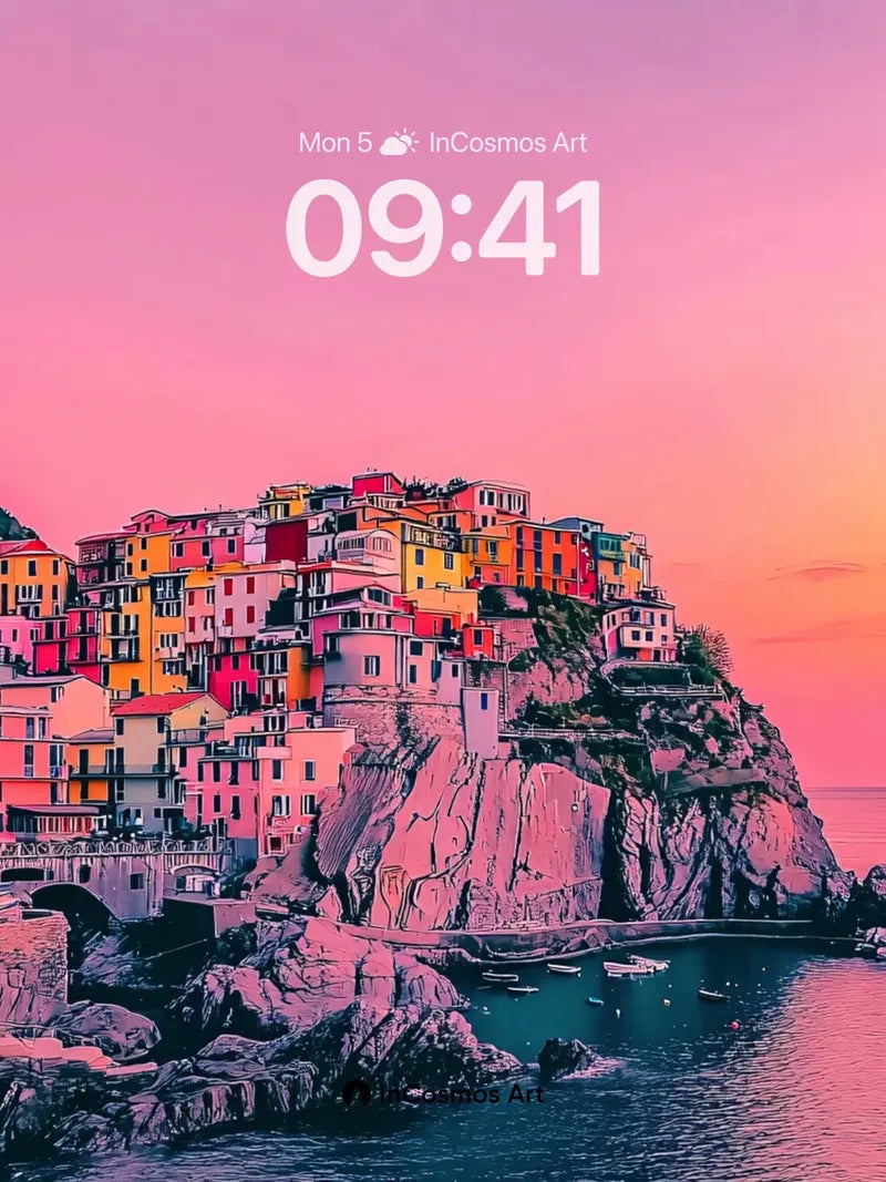 Crimson Horizon Wallpaper with Cliffside Hues