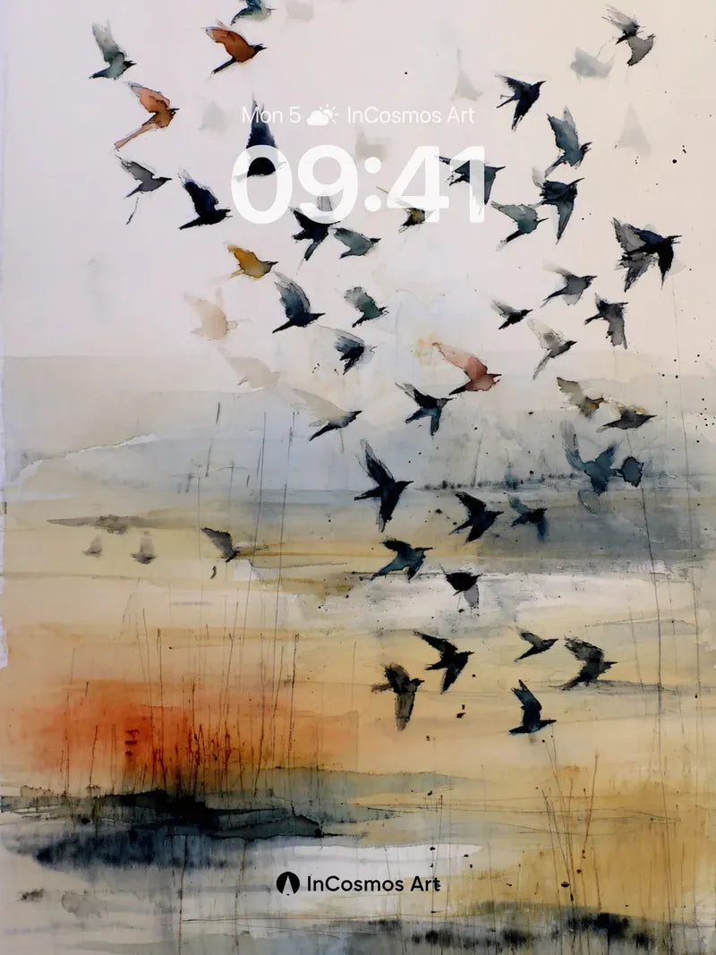 Serenity Flight Wallpaper with Ink-Blot Skies