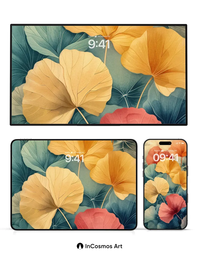 Autumn Whispers Wallpaper with Gilded Veins