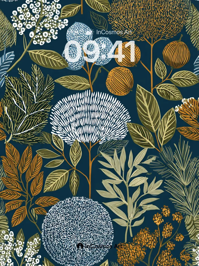 Midnight Botanical Wallpaper with Textured Blooms wallpaper for iPhone, iPad & Mac