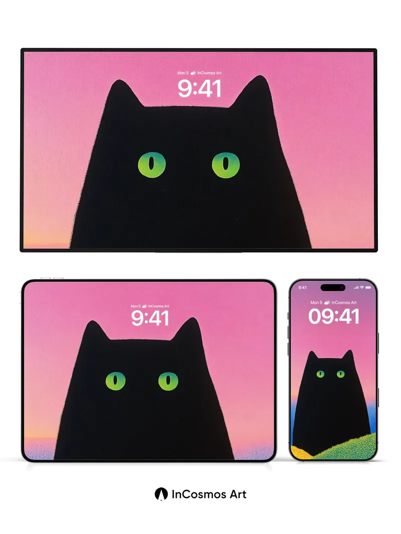 Midnight Gaze Wallpaper with Electric Eyes