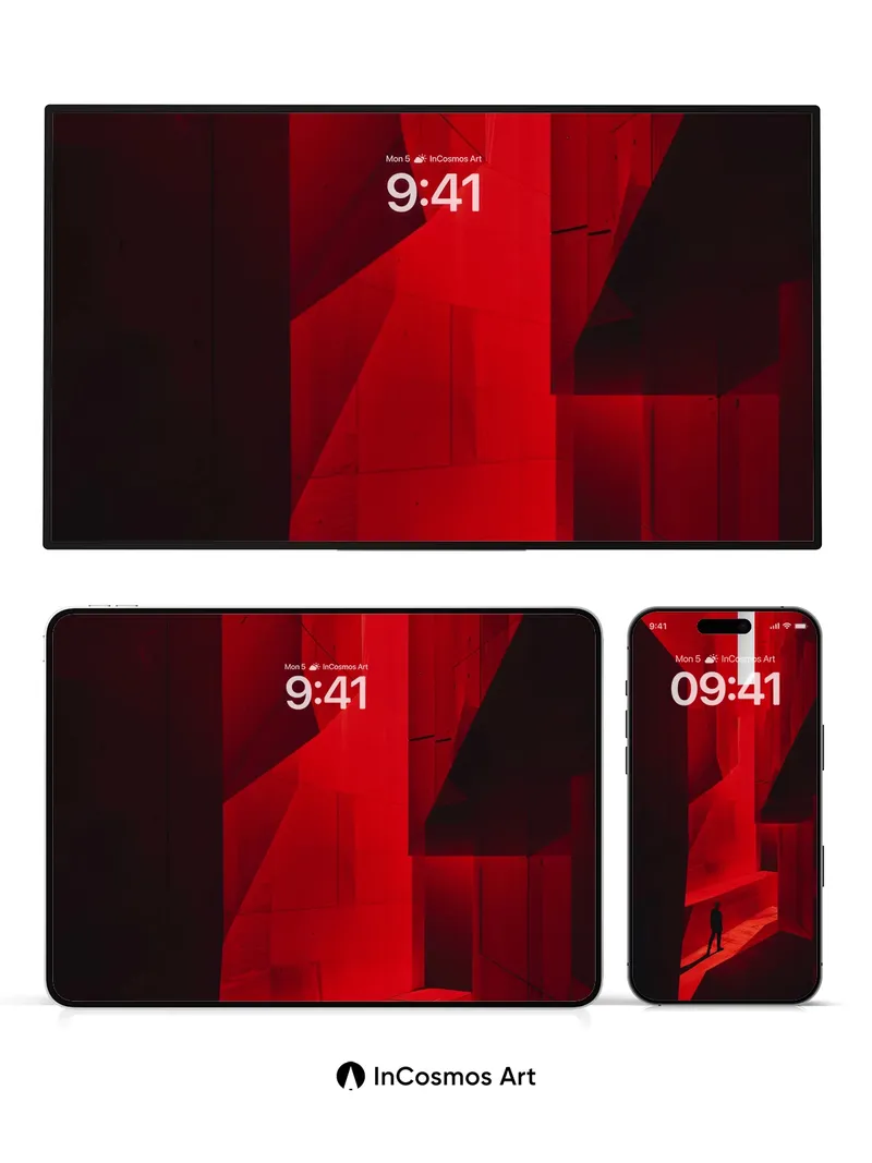 Silent Red Canyon Wallpaper with Architectural Light