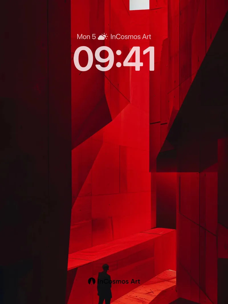 Silent Red Canyon Wallpaper with Architectural Light