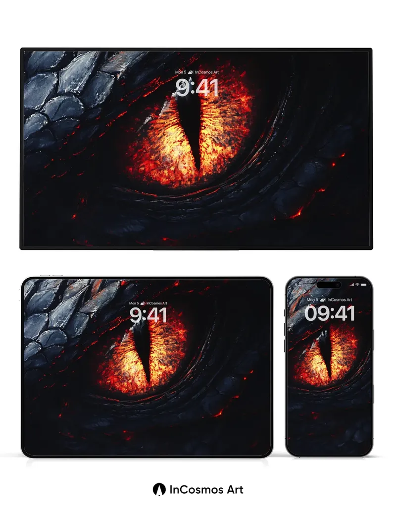 Obsidian Flame Wallpaper with Burning Gaze