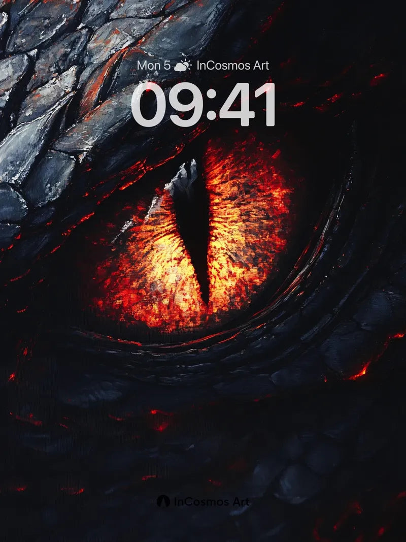 Obsidian Flame Wallpaper with Burning Gaze