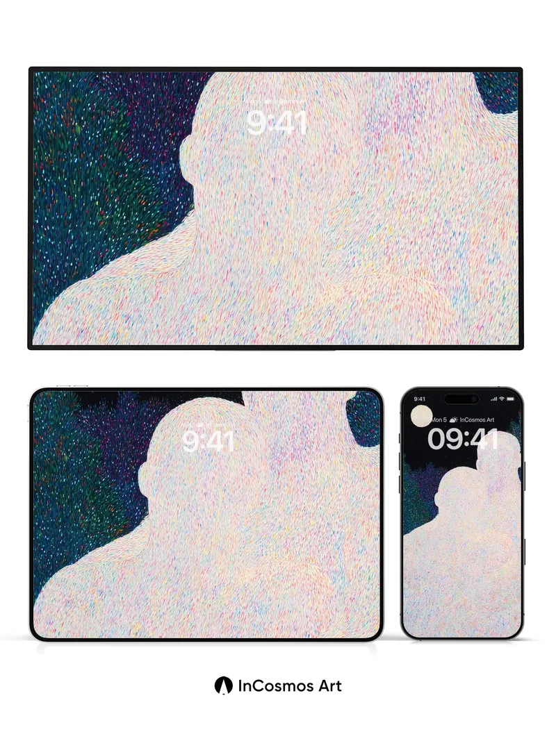 Silent Embrace Wallpaper with Starlight Texture