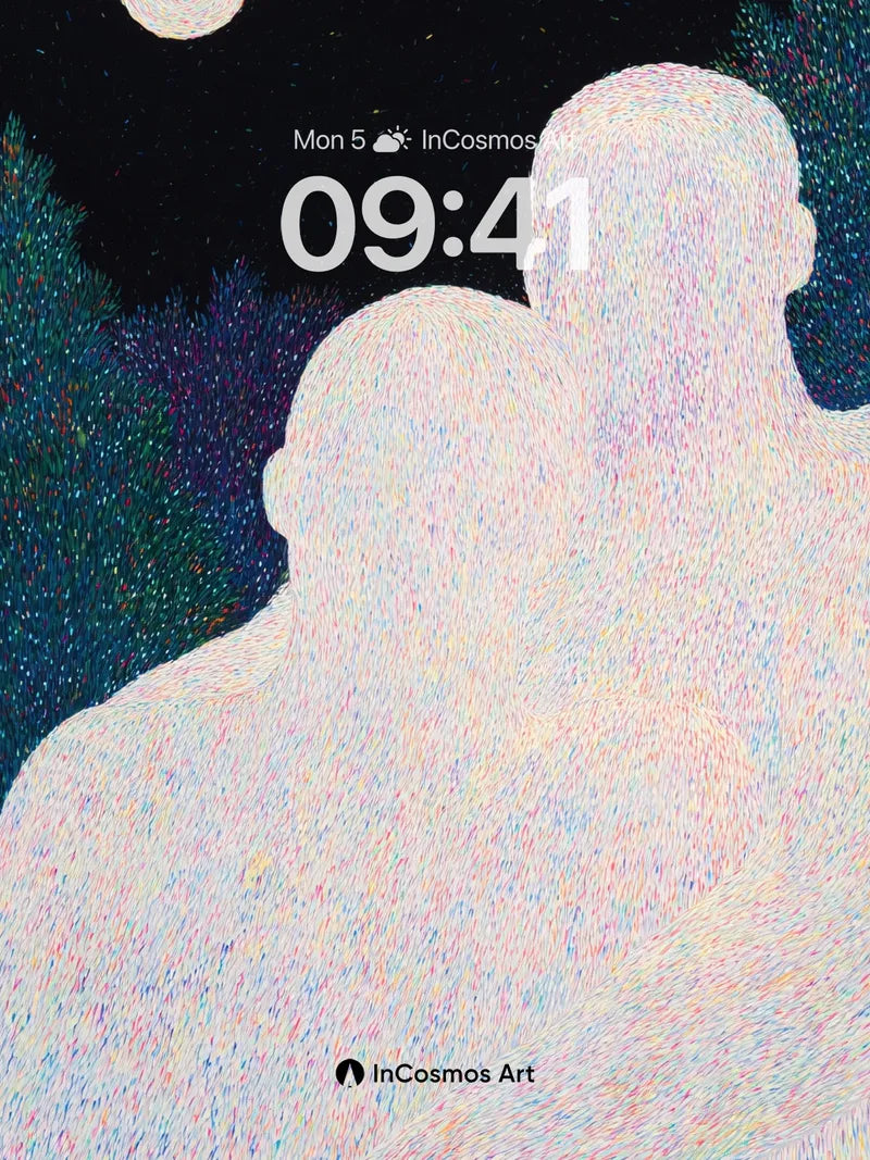 Silent Embrace Wallpaper with Starlight Texture