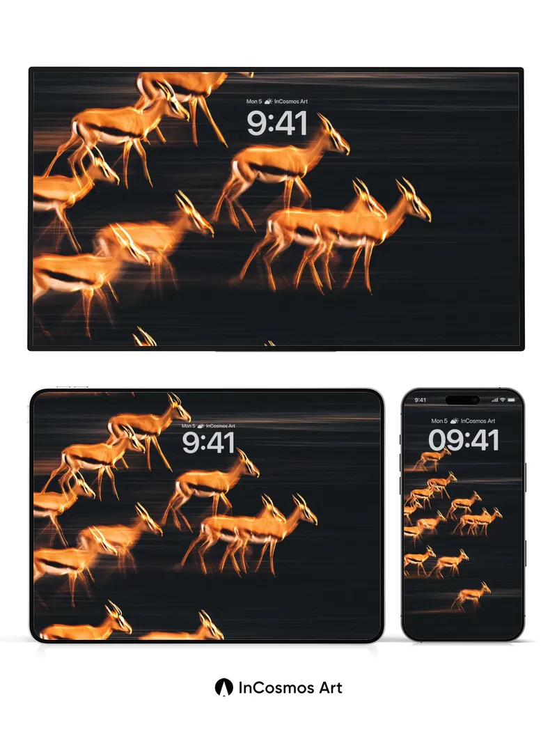 Golden Motion Wallpaper with Flickering Herd
