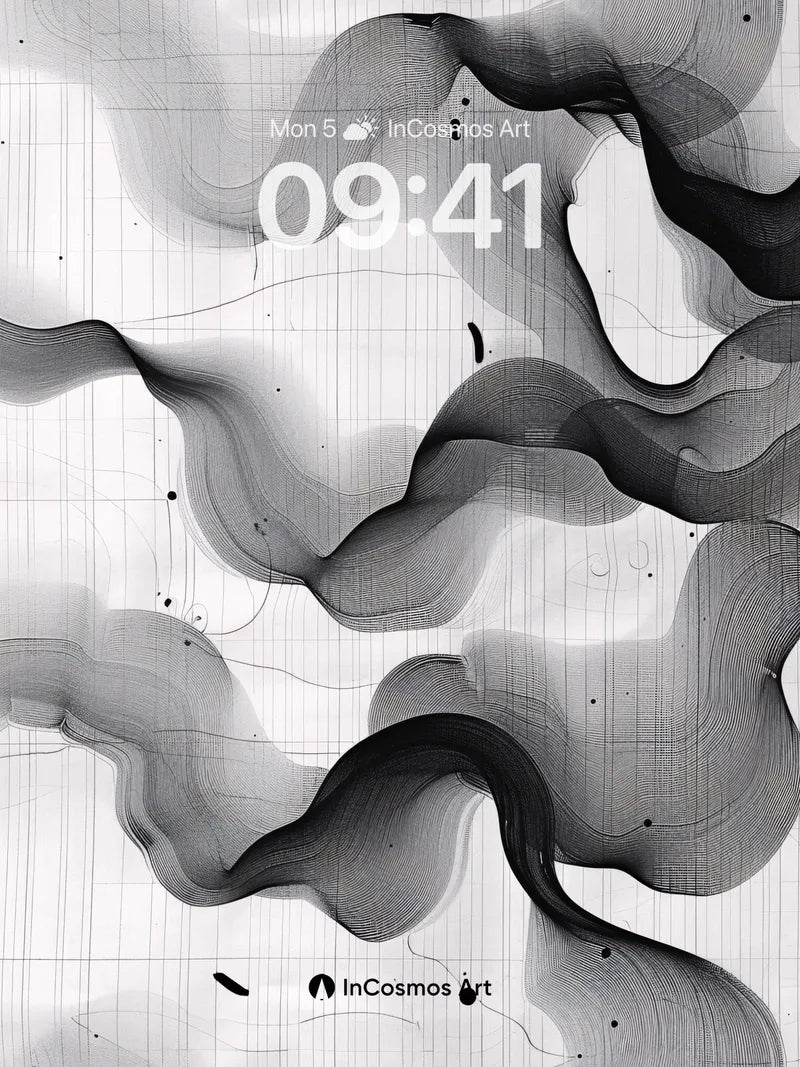 Ink Veil Wallpaper with Grid Echoes
