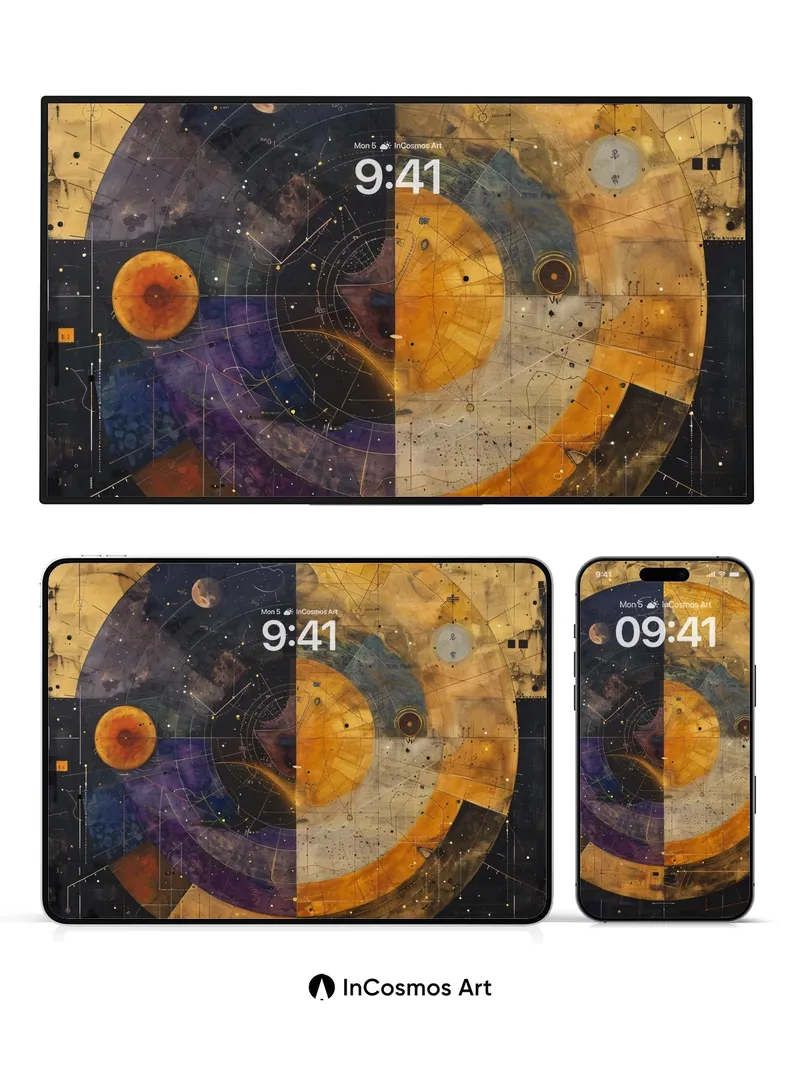 Cosmic Cartography Wallpaper with Celestial Grids