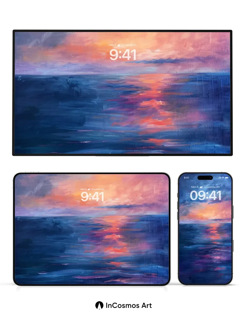 Crimson Horizon Wallpaper with Liquid Sky