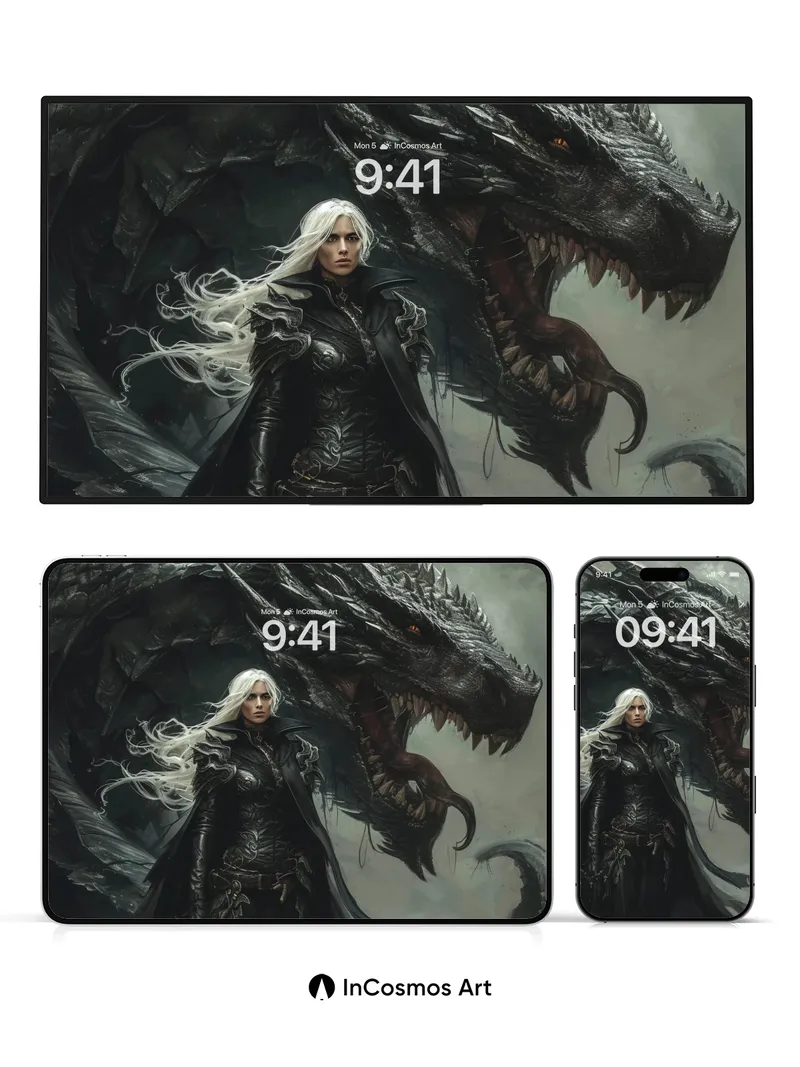 Frostfire Dragon Wallpaper with Storm-Eyed Sovereign