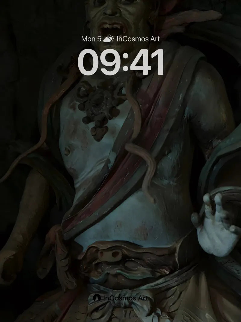 Cursed Stone Guardian Wallpaper with Haunting Eyes wallpaper for iPhone, iPad & Mac