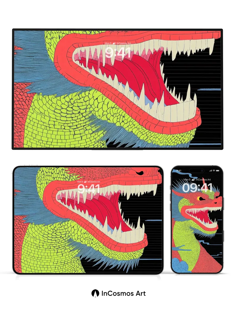 Fierce Jade Dragon Wallpaper with Stormy Sky