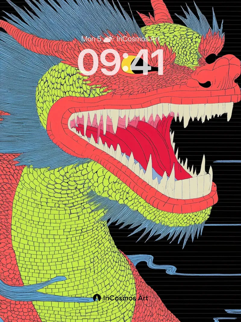 Fierce Jade Dragon Wallpaper with Stormy Sky