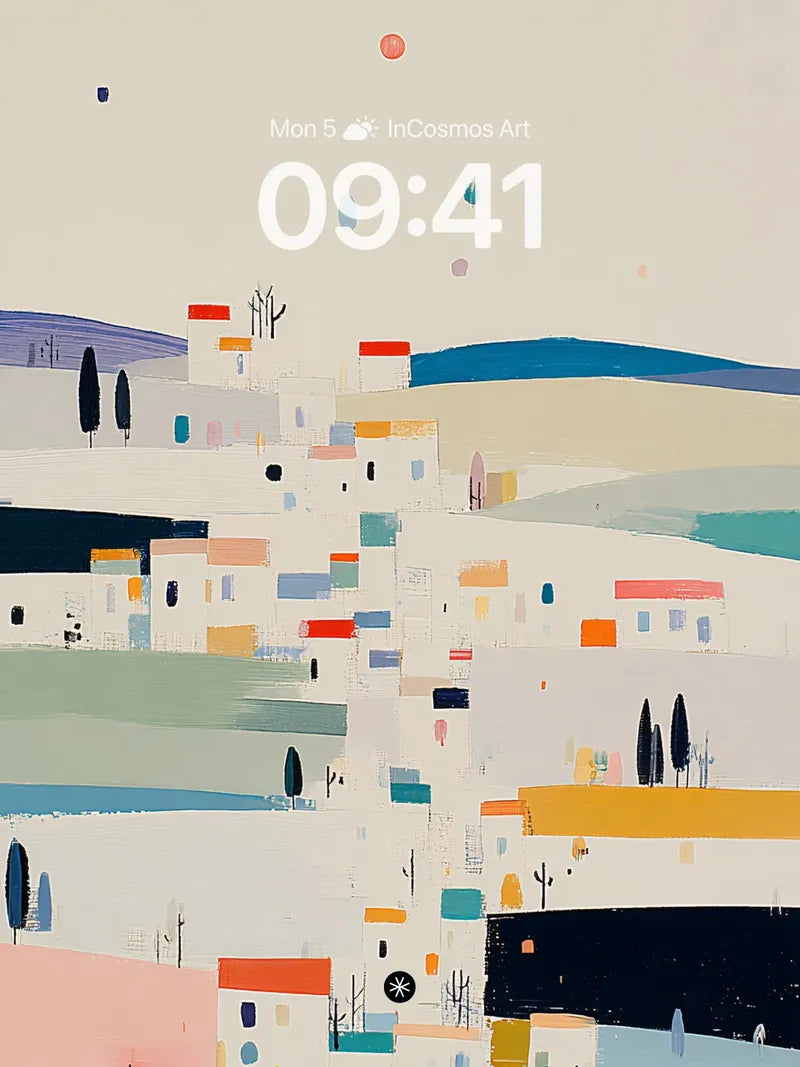 Minimalist Village Wallpaper 4K for iPhone Lock Screen wallpaper for iPhone, iPad & Mac