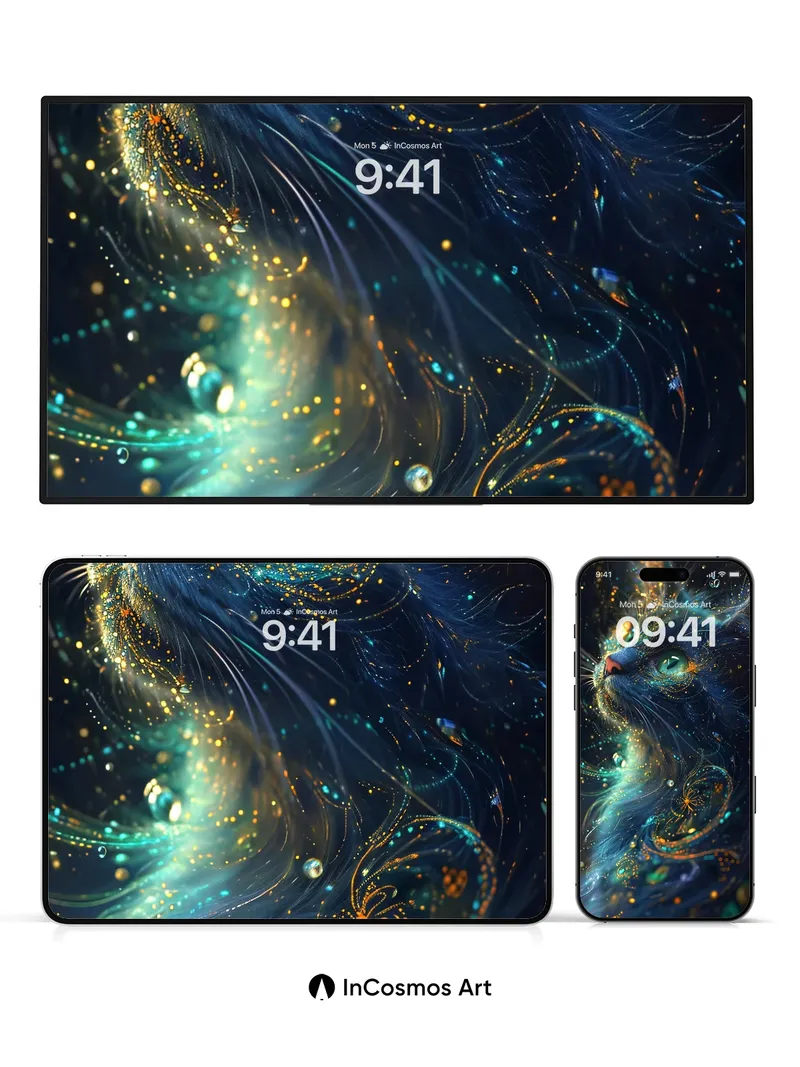 Stellar Whisker Wallpaper with Cosmic Eyes